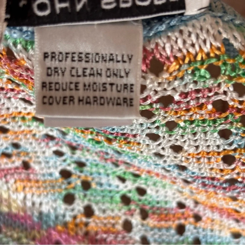 NWOT St John Sport Pastel Multicolor Open  Knit Luxury Cardigan Sz XL(L)